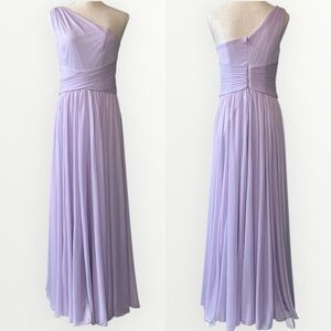 David's Bridal Lavender One-Shoulder Wedding Dress